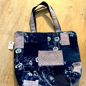 Patchwork Blue and White Tote Bag